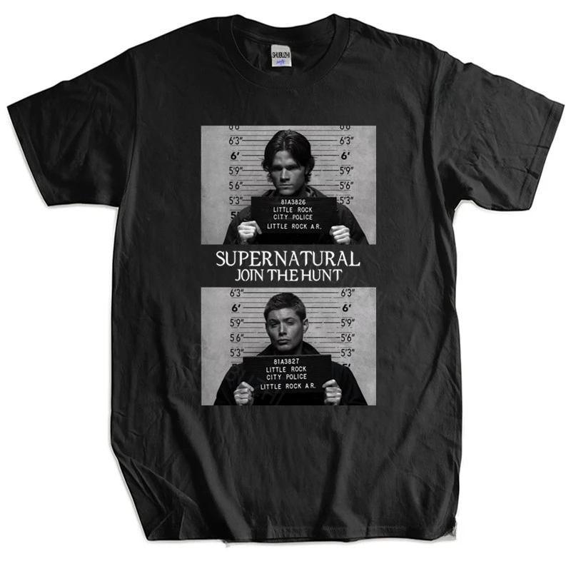 Mens T-shirt TOPS Supernatural Mugshot's T shirt supernatural mug mugshot sam dean winchester sam unisex tee-shirt