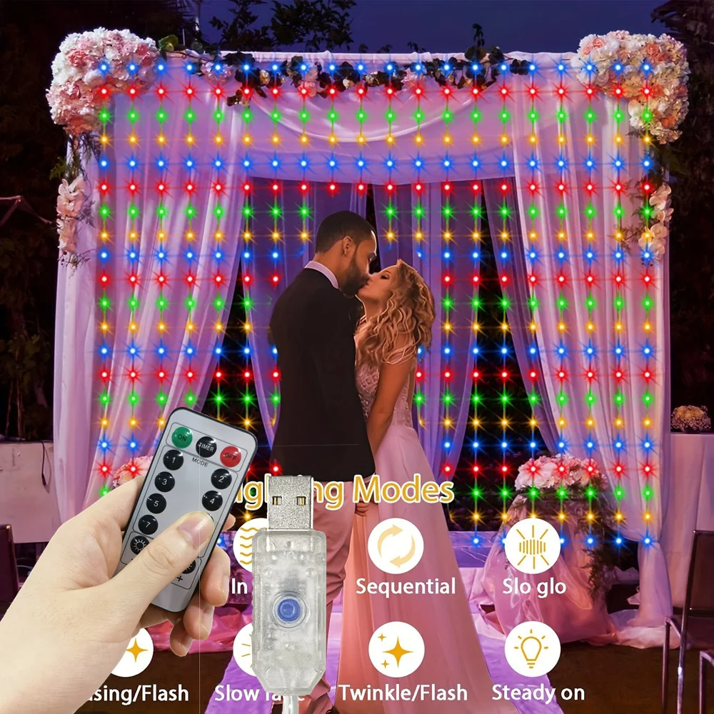 أضواء جارلاند غرفة نوم غرفة المعيشة الديكور عطلة الزفاف 8 طرق 3/6 متر ل USB LED الستار التحكم عن بعد سلسلة أضواء