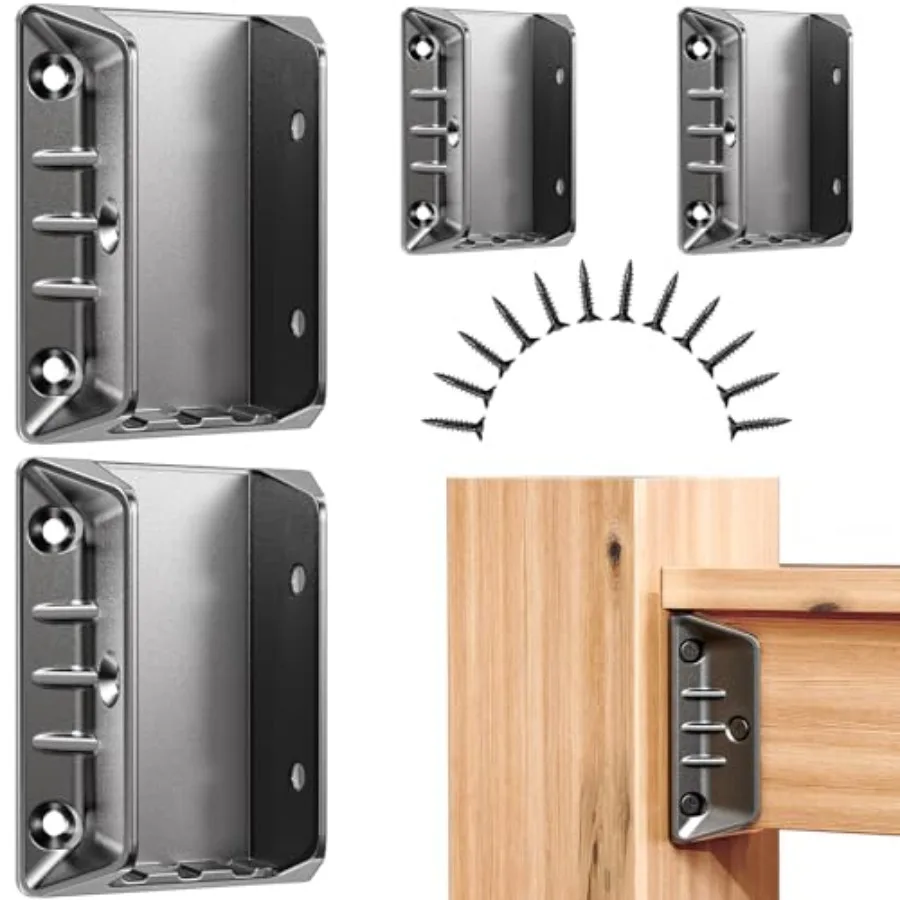 

Pack Aluminum Deck Railing Bracket Connectors for 2"x4" Actual 1.5"x3.5" Handrail to Wood Posts Connection, 2mm Extra Thick Met