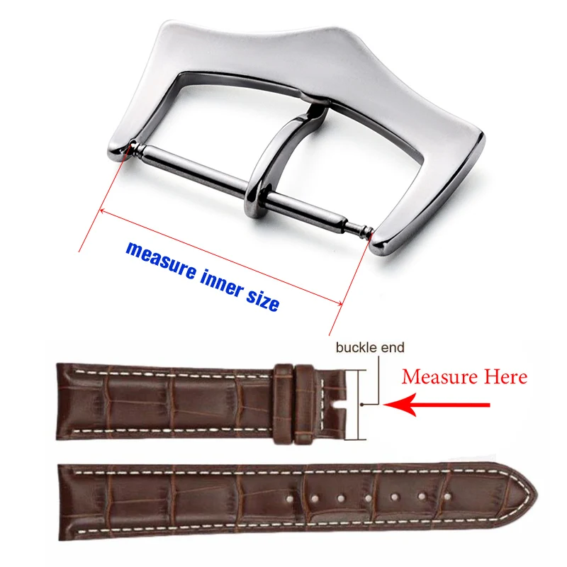 Watch Band Metal Buckle 12 14 16 18 20mm Leather Silicone Nylon Strap Solid Triangle Buttons Silver Stainless Steel Polish Clasp