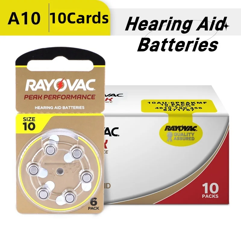 10 kart Baterie do aparatów słuchowych Rayovac Extra Peak A10 10A ZA10 S10 PR70 Zinc Air 1,45 V Bateria do profesjonalnych aparatów słuchowych 10 — zdjęcie produktu 6