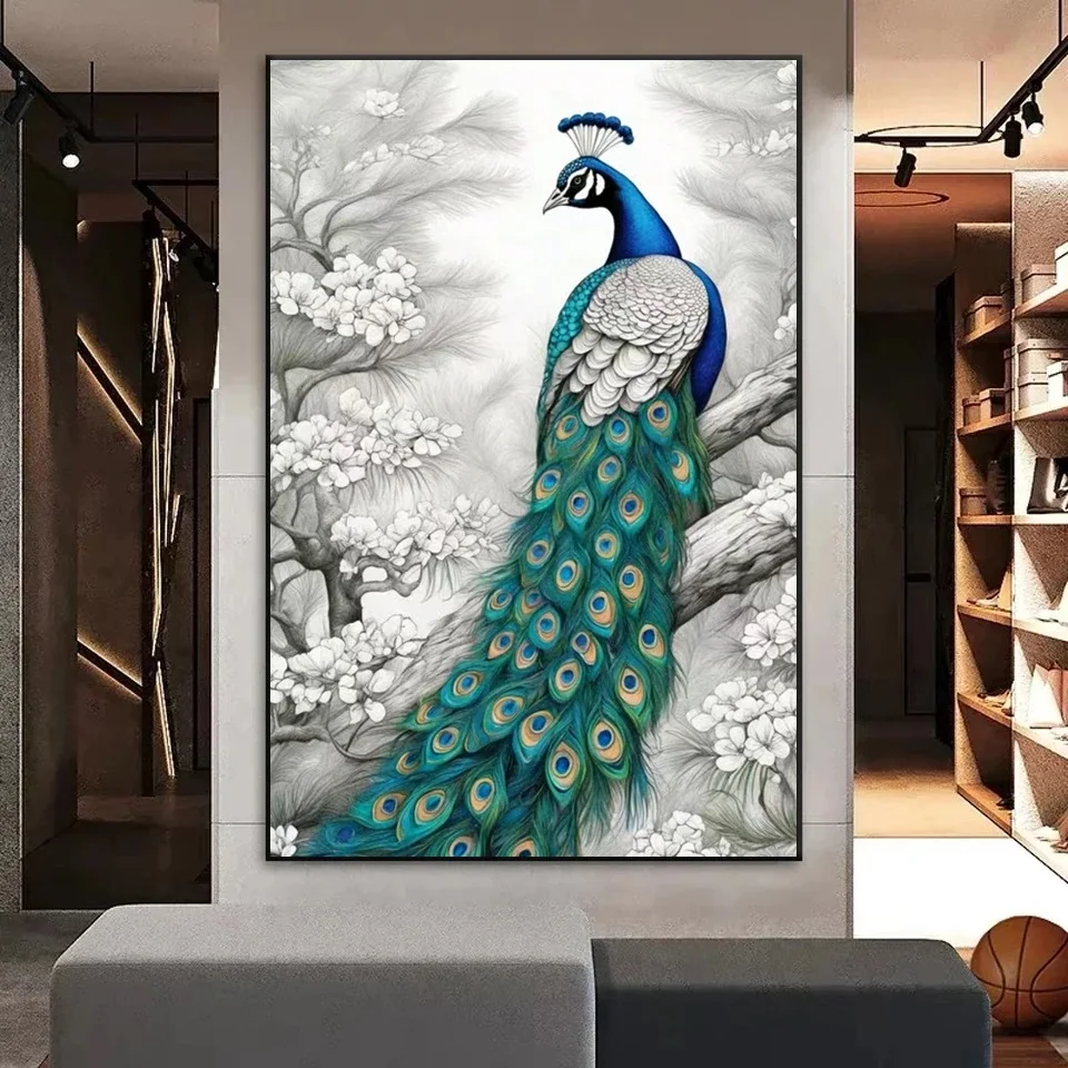 DIY New Diamond Painting Kit Green Peacock Picture Full Round Square Drill Inlaid Embroidery Craft Cross Stitch Home Decor H543