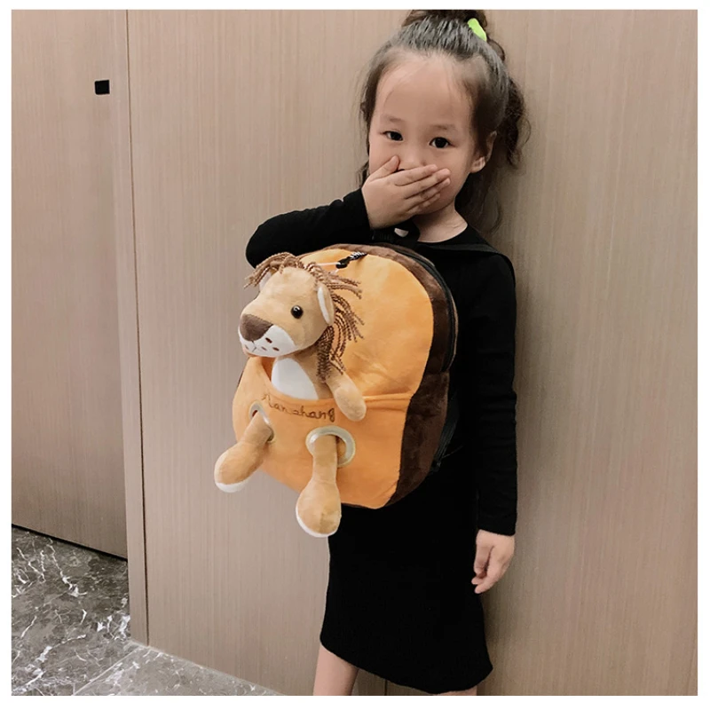 Plush Kids Backpack Toys Girls Boys Plush Cartoon Baby Bag Adjustable Stuffed Animal Cute Schoolbags Kindergarten Anti Loss Bag