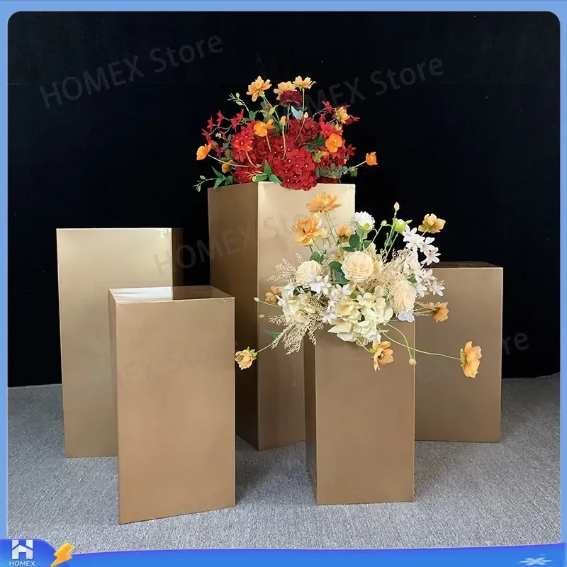 Wrought Iron Dessert Table Rectangular Square Column Stand Wedding Party Decoration Birthday Event Props Metal Display Shelf