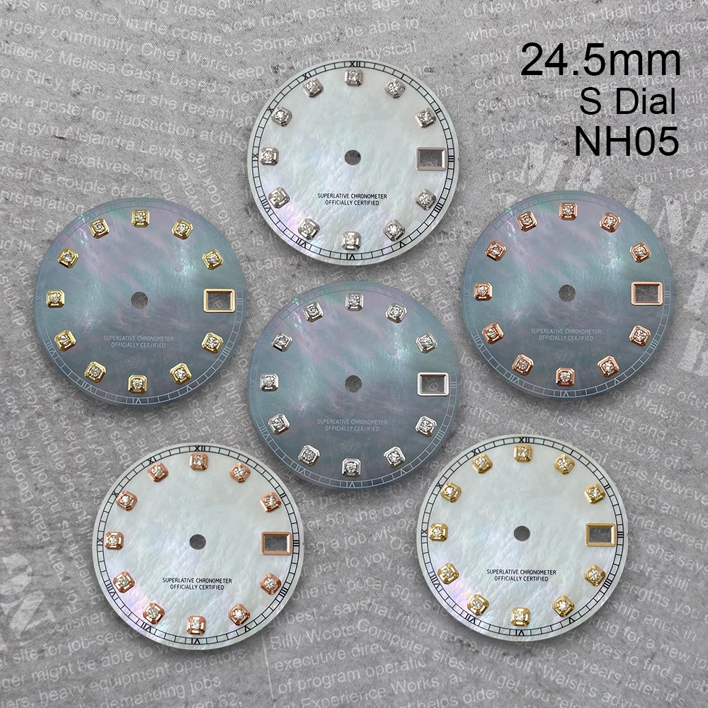 

24.5mm S Logo Diamond Seashell Dial Suitable For NH05 Japan Movement Quality Ladies Watch Modification Accessories