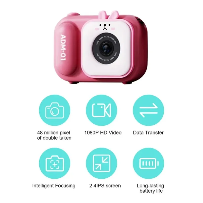 Minicamera Draagbaar statief Micro Dual camera's voor en achter 48mega HD Pixels Selfie Fotografie Carmera Verjaardagscadeau voor kinderen