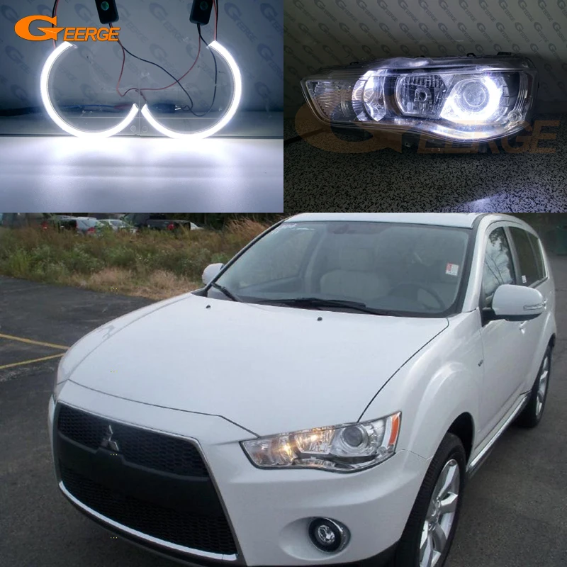 

For Mitsubishi Outlander II 2010 2011 2012 Excellent Day Light Ultra Bright COB Led Angel Eyes Kit Halo Rings