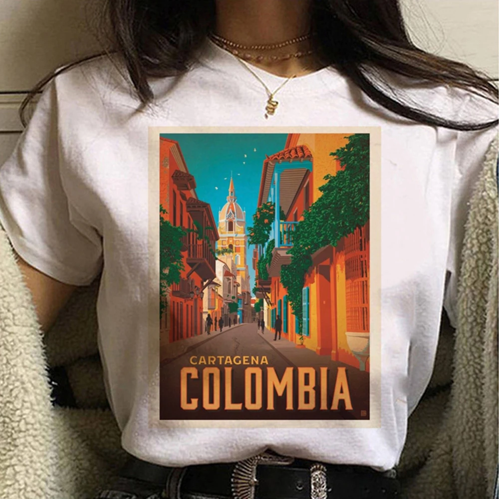 Colombia t shirt women Y2K summer comic tshirt girl harajuku comic clothing