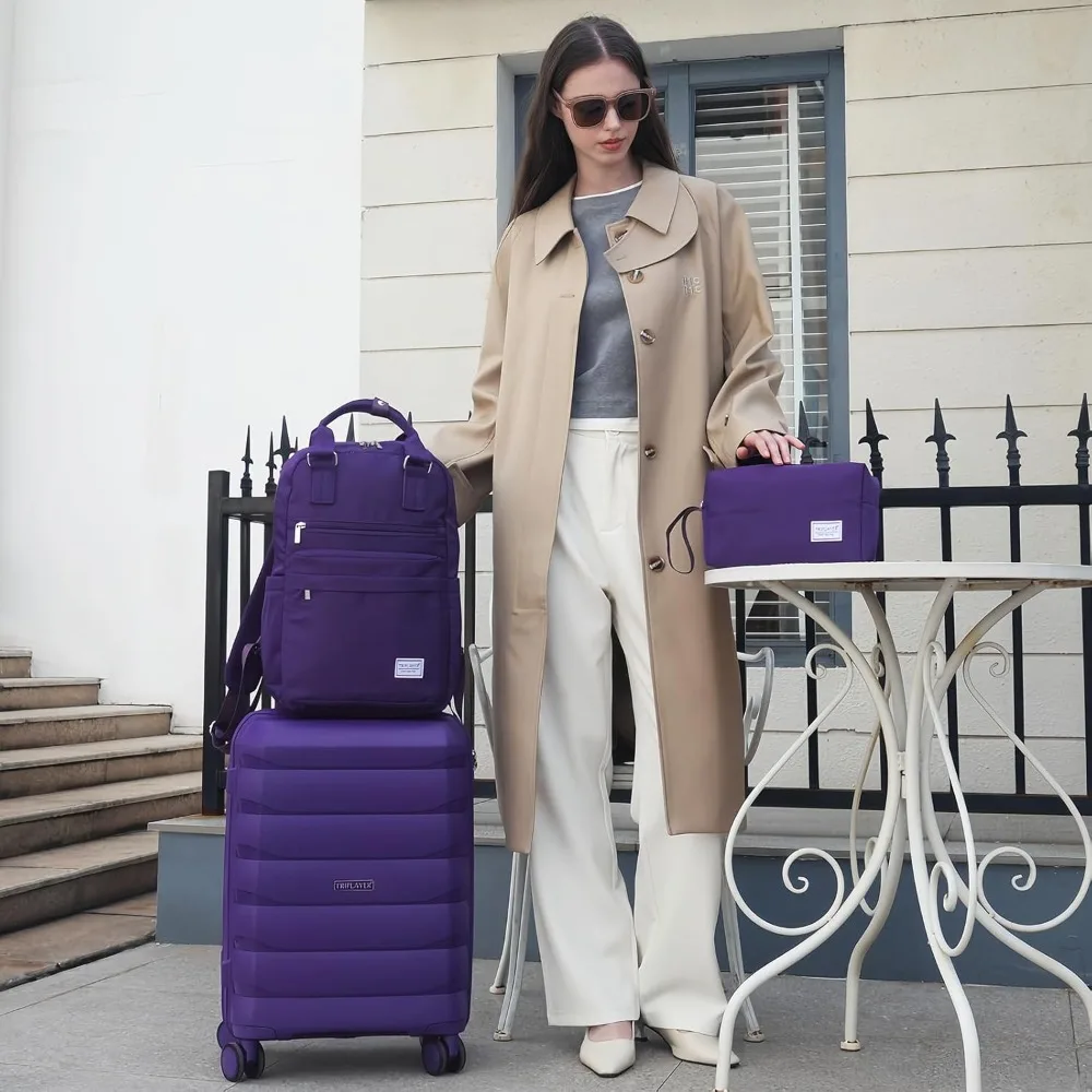 Spinner Wheels Hardshell Carry-On Luggage, 22 Inch Polypropylene Suitcase, Airline Approved, Travel Essential