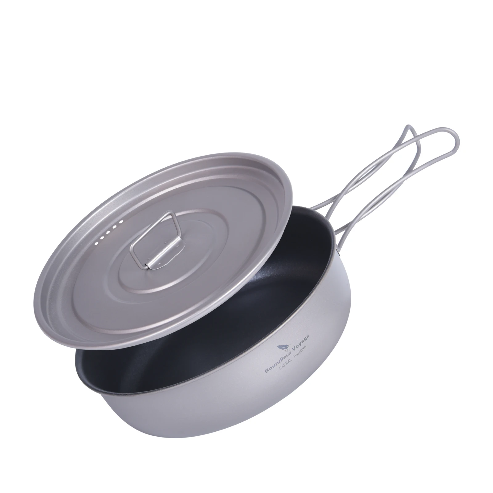 

Boundless Voyage Titanium Frying Pan Non-Stick Lightweight Outdoor Picnic Camping Tableware Skillet Egg Steak Griddle Pot1L