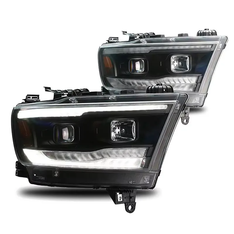 For Dodge Ram 2500 3500 2019-2022 Headlamp 68360176 AD Smoky Lens Double Projector Headlamp Light Emitting Diode Strip Headlamp