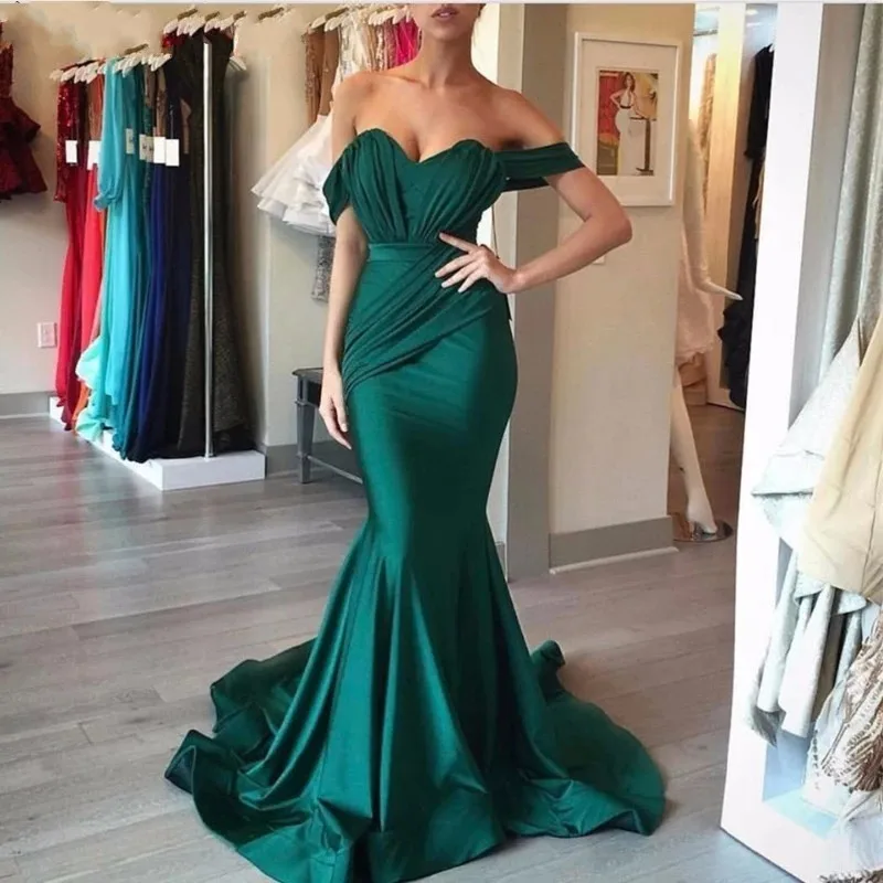 

IRIDESCENT Sexy Green Sweetheart Off-Shoulder Mermaid Evening Party Gowns Vestidos De Festa Tiered Celebeirty Prom Dresses HOT