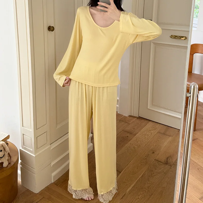 الراحة مشروط منامة مجموعة امرأة السراويل مجموعات جديد الخريف الشتاء ضئيلة أعلى الخريف الشتاء أسفل ارتداء بيجامة المرأة ملابس المنزل