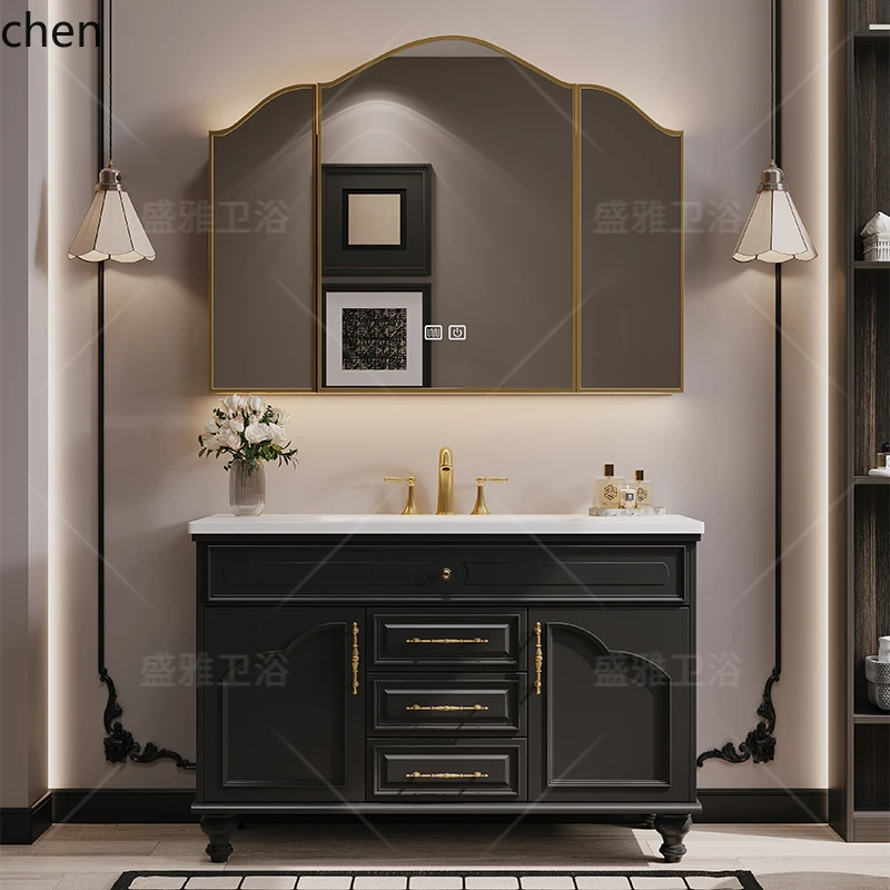 DSA retro combination floor-to-ceiling rock slab hot bending integrated basin, bathroom washstand, hand washbasin cabinet