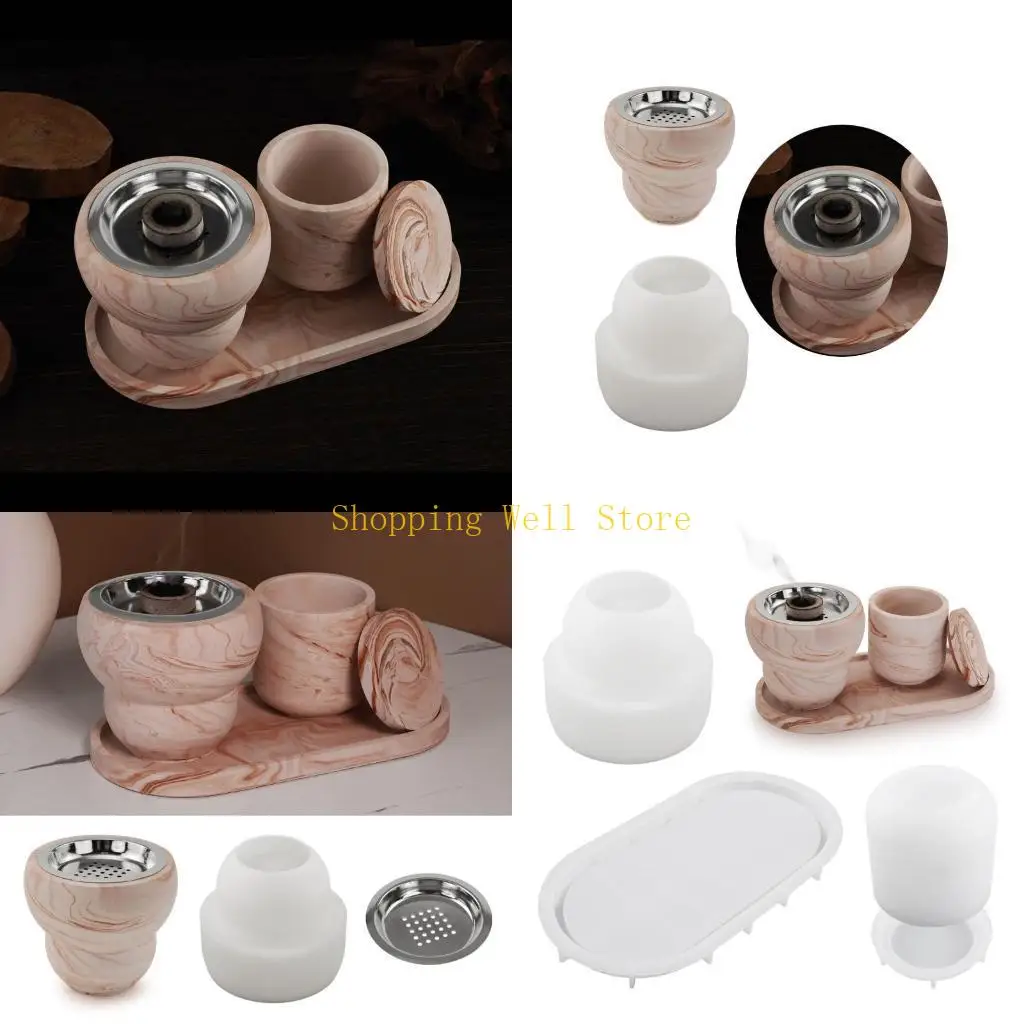 KX4B Silicone Jar Molds with Lids for DIY Storage Container Decor Crafts