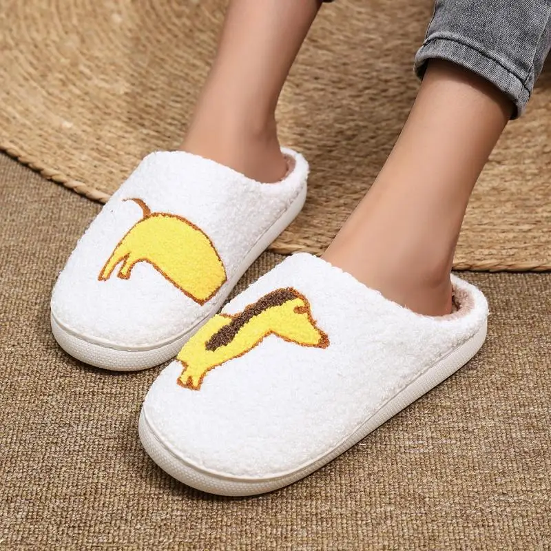 Fluffy Slippers Women House Flat Winter Cute Animal Designer Shoes Girls Home Casual Fashion Platform Footwear Indoor Large Size