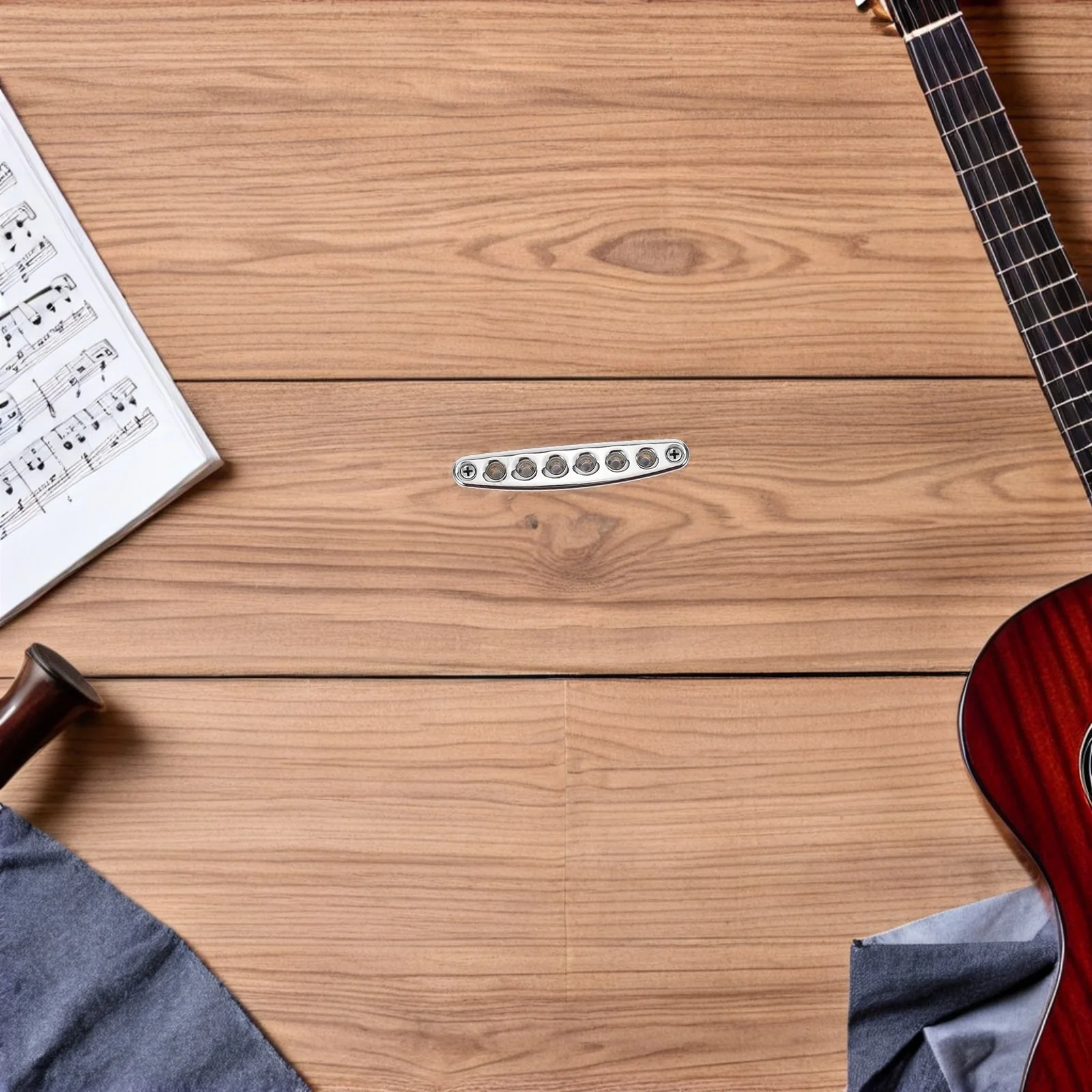 

Sturdy Silver Guitar String Through Plate Replacement Bridge Saddle for Electric Guitars with Accurate Tuning Stability Metal