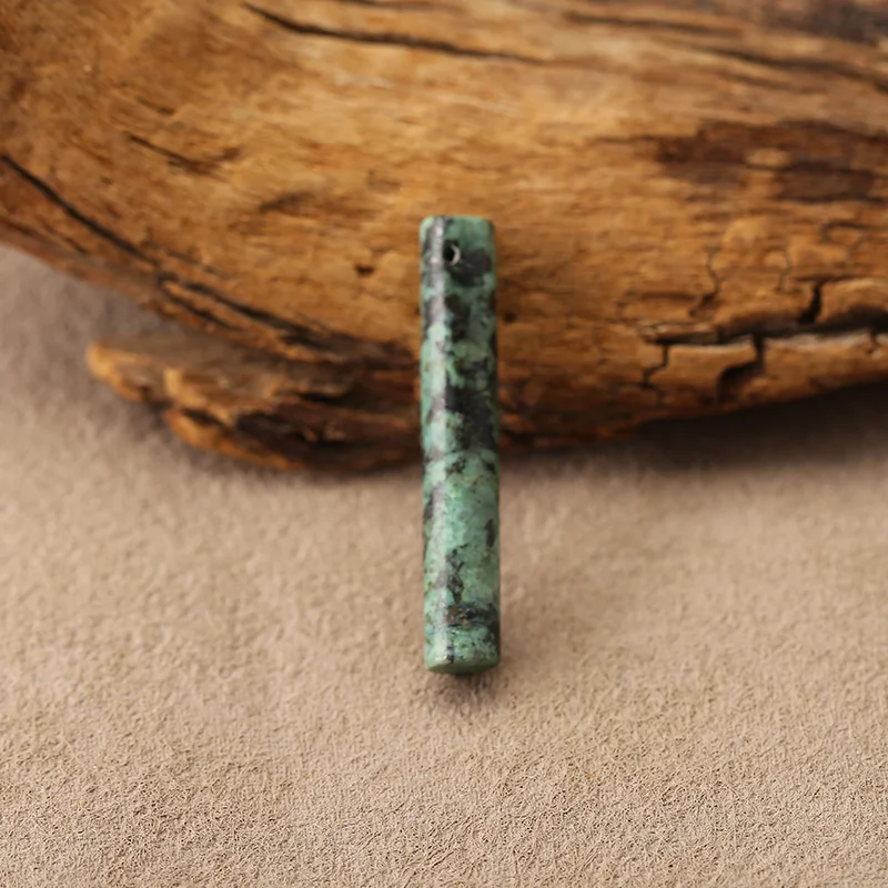 B&F Natural African Turquoise Cylindrical Pendant Beads, Handmade Natural stones beads 31*5*5mm