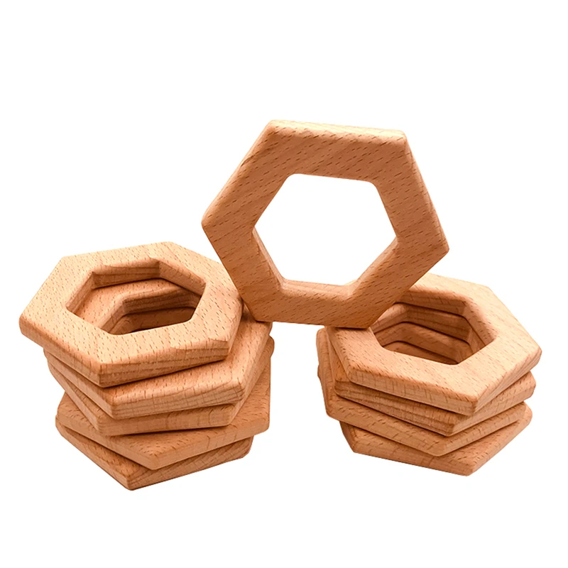 ABCPICK 10pcs Wooden Teether Animal Pendant Baby Toys For New Born Play Gym Accessories Diy Pendant Tiny Rod Beech Wood Teethers