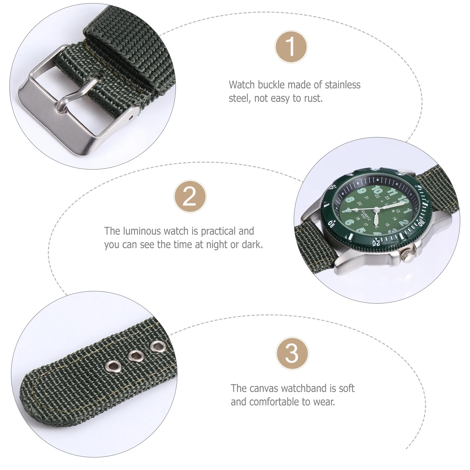 1 個のクォーツ時計発光防水迷彩パターン時計強力なバックル快適なバンド夜間日常用