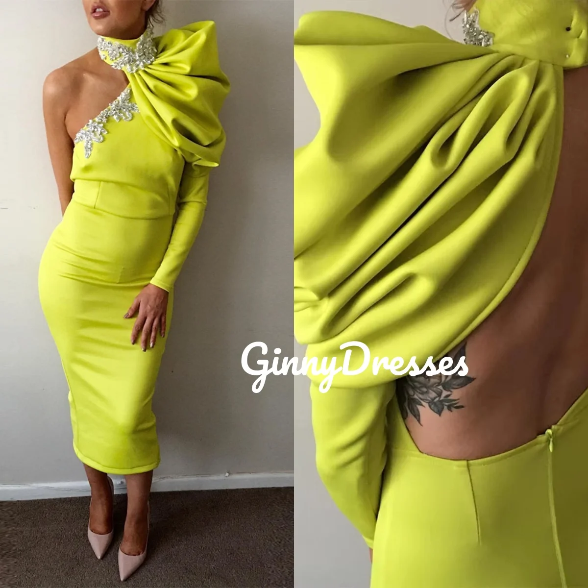 فساتين سهرة فاخرة مخصصة فساتين رسن غمد للحفلات الراقصة بطول الأرض وسحاب وأكمام طويلة مناسبة رسمية #1