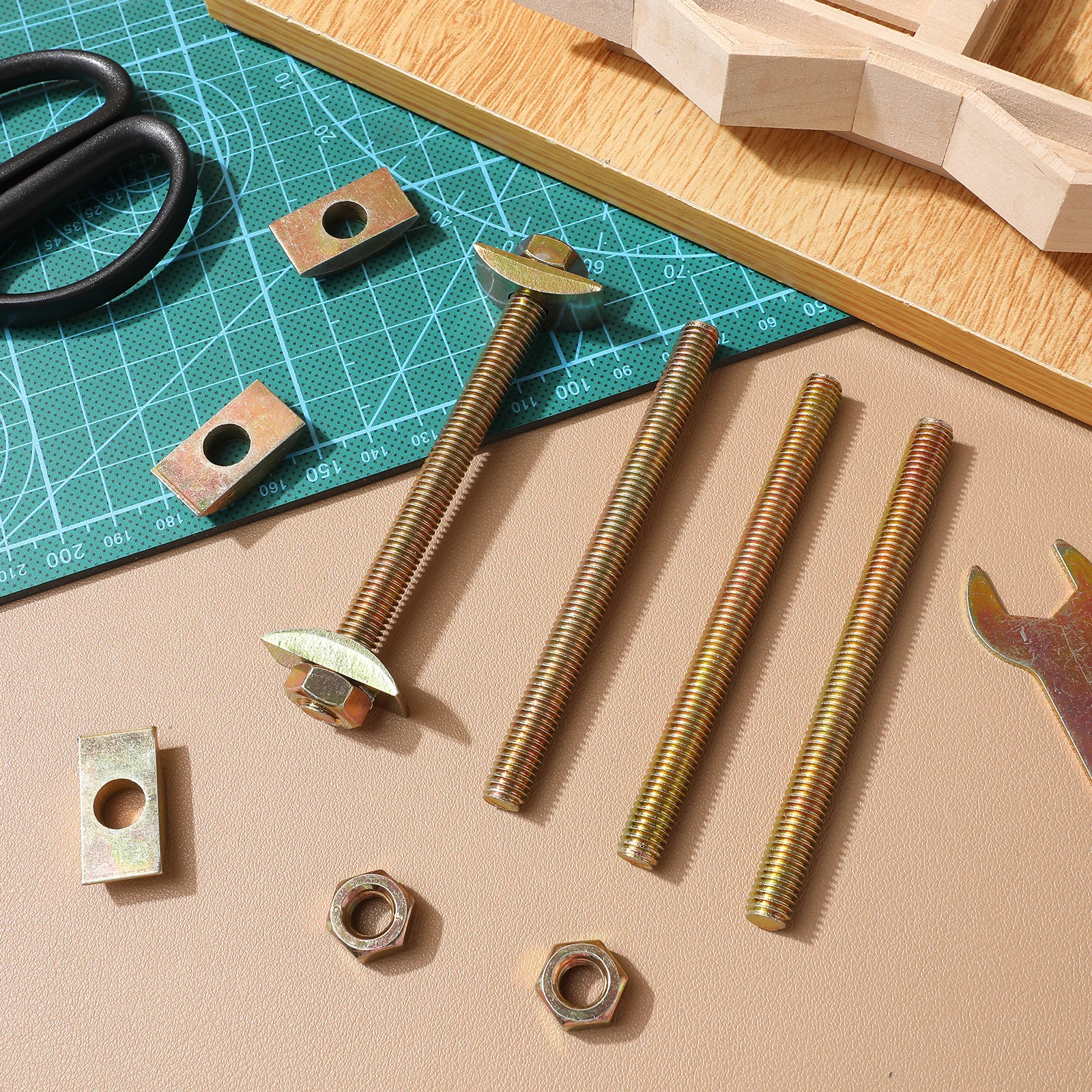 

12Sets Bolt Kit Half Moon Connector Heavy Duty Fastening Furniture Hardware Parts Countertop Joint Connectors Table Top