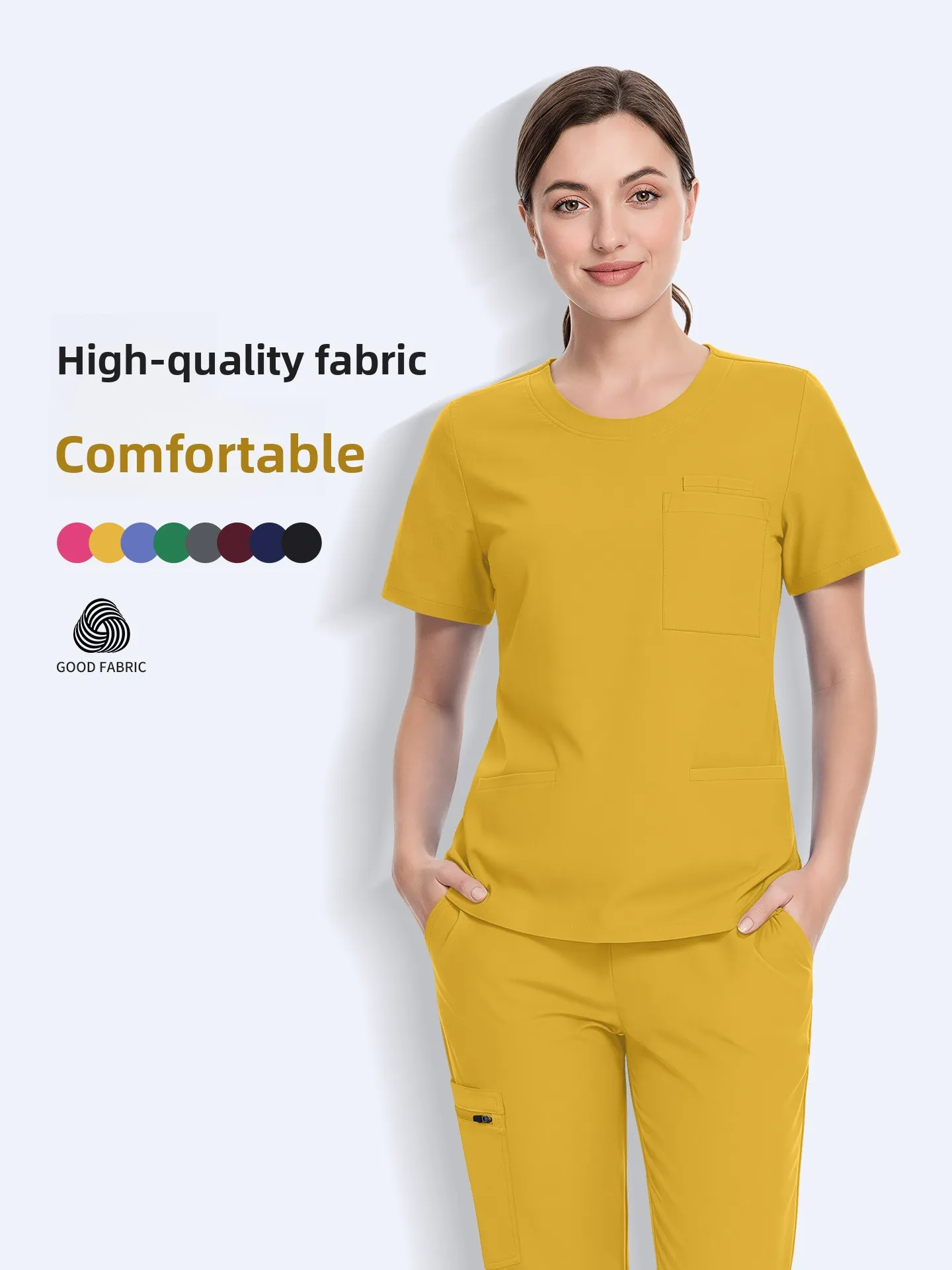 Comfortable Elastic Short Sleeve Hand Washing Gown Women's Surgical Work Uniform Pure Color Nurse Suit Summer Medical Coat