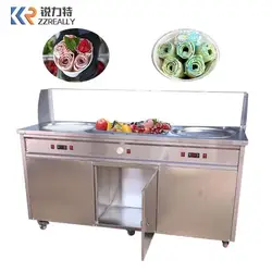 F700 Top Quality Double Pan Stainless Steel Frozen Ice Cream Rolls Fried Ice Cream Machine Ice Roll Machine