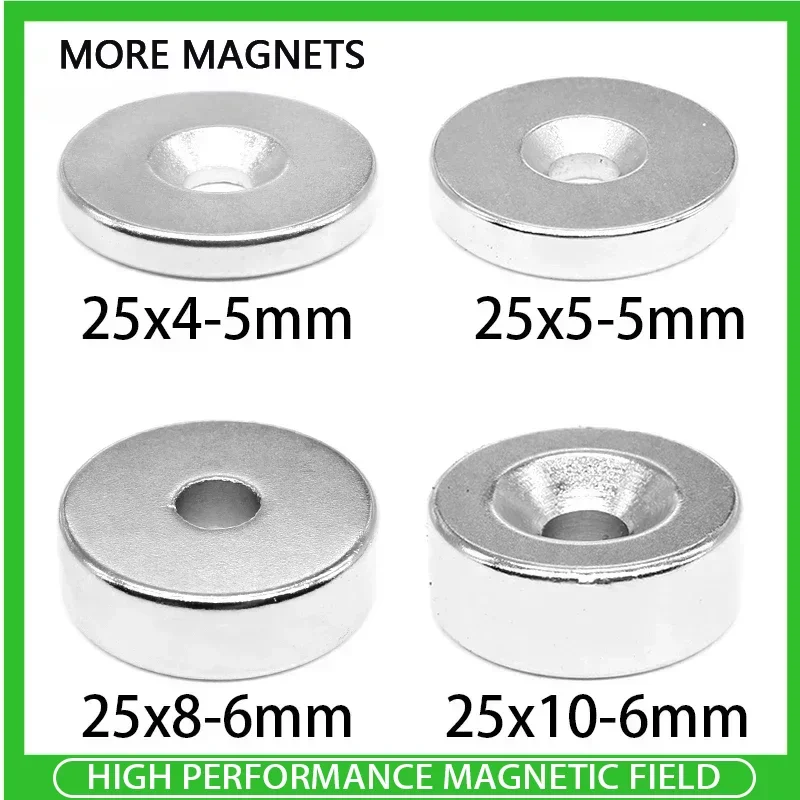 5/10PCS Round Countersunk Neodymium Magnet Hole N35 Strong Permanent Magnets Disc 25x4-5 25x5-5 25x6-5 25x8-6 25x10-6mm