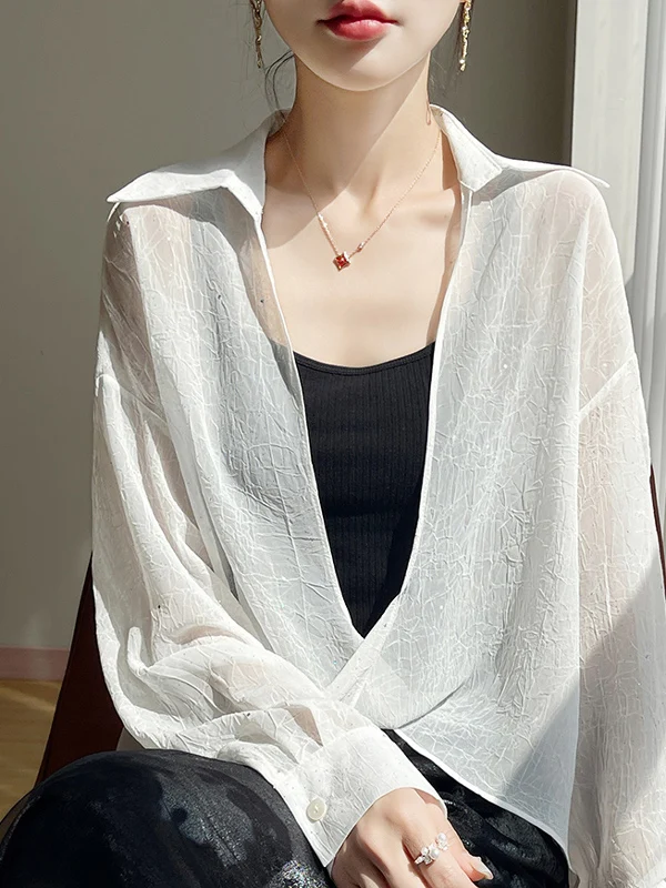 

Летняя женская чувственная тонкая блузка в европейском стиле, легкая верхняя одежда с завязками, для повседневной носки, с длинными рукавами