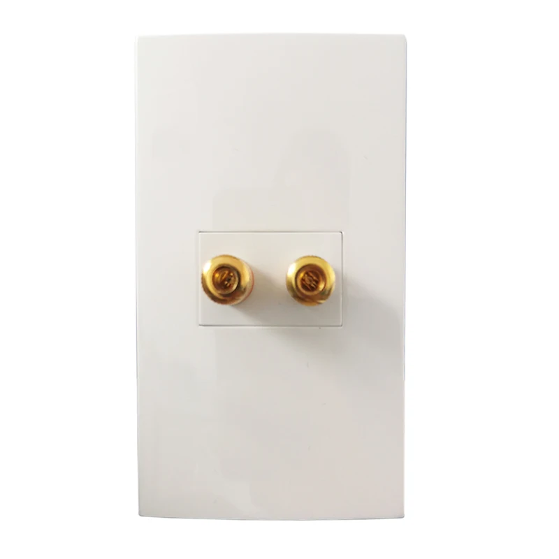 Hifi Speaker Cable Wire Wall Panel Golden Plated Socket 1 Gang Sound System Copper Banana Plug Outlet Faceplate In White Color