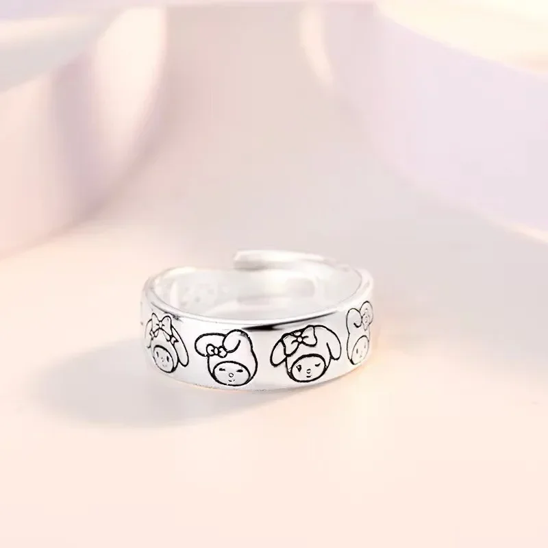 Sanrio Cartoon Hello Kitty Cute Ring Y2k Couple Ring Anime Figures Kuromi Hello Kitty Kawaii Girls Bestie Kids Birthday Gifts