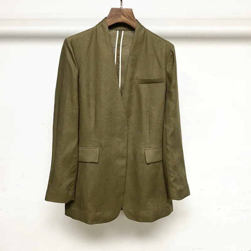 EAEOVNI 빈티지 여성 2 조각 세트 패션 V 넥 긴 소매 블레이저 코트 + 넓은 다리 바지 2025 Office Lady New Clothing 1A930