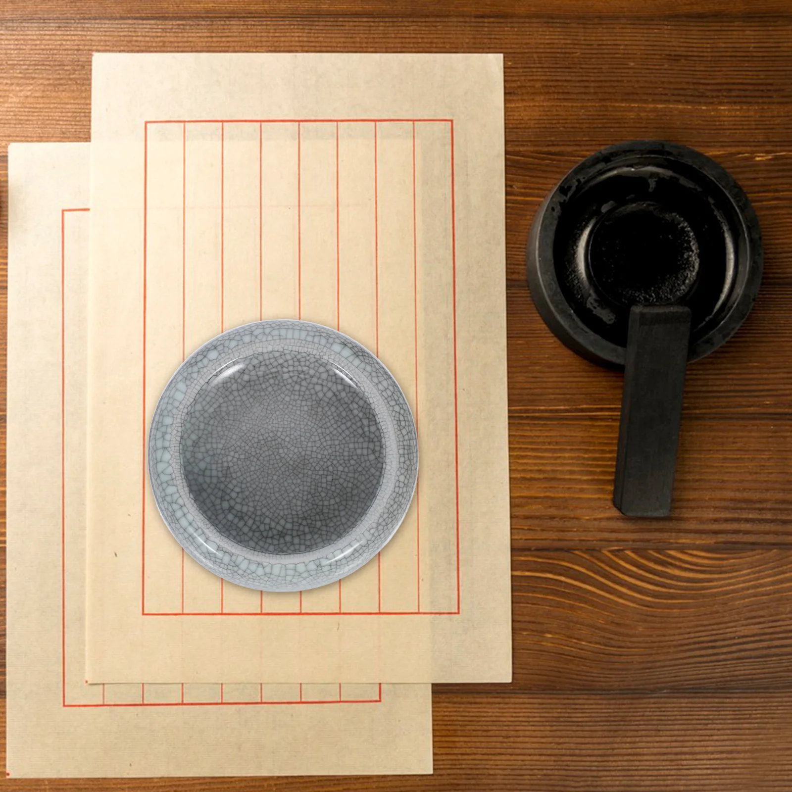 Piatto per inchiostro in ceramica Rondella per pennello per inchiostro con finitura liscia adatta per calligrafia Dipinti Sumi Decorazioni per la casa Idea regalo Strumento per calligrafia