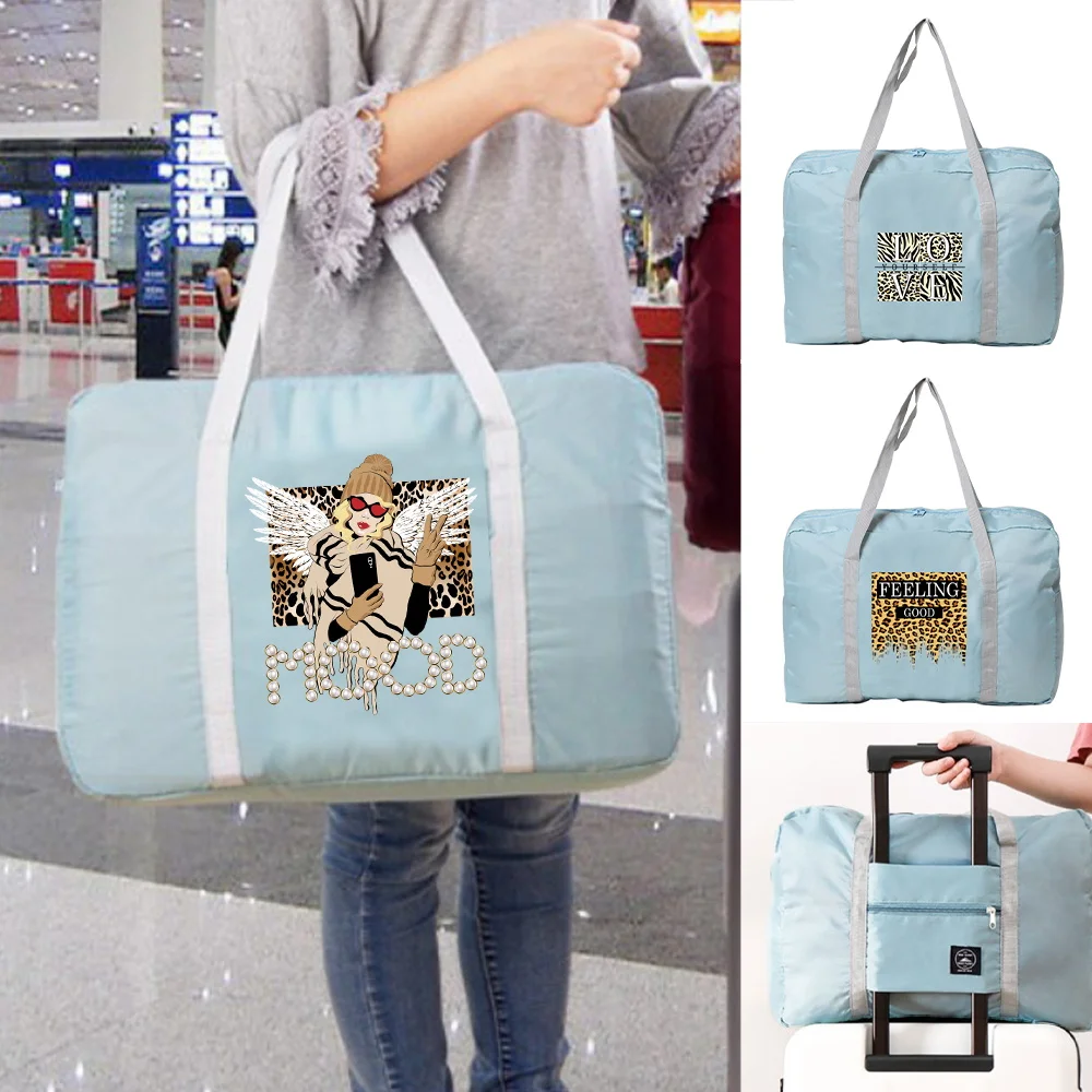 

Large Capacity Travel Bag for Lady Men Weekend Organizer Clothes Storage Hand Luggage Tote New Folding Nylon Bags Leopard Series