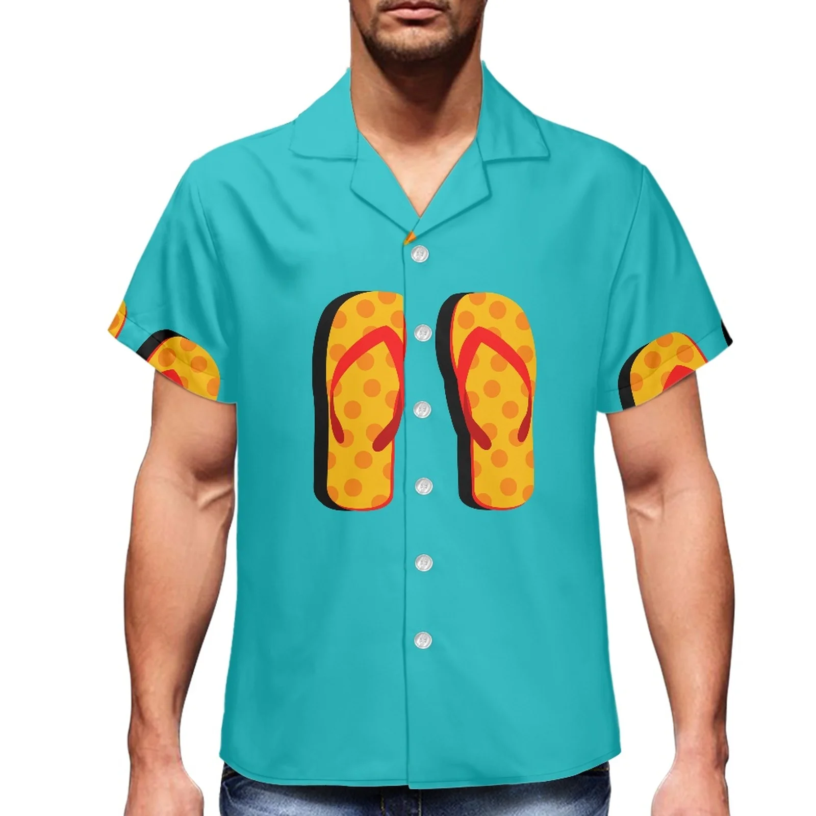 

Brand New Solid Color Background Printed Luxury Beach Hawaiian Luxury Men's Summer V-Neck Short Sleeve Sport TraveL Custom Shirt