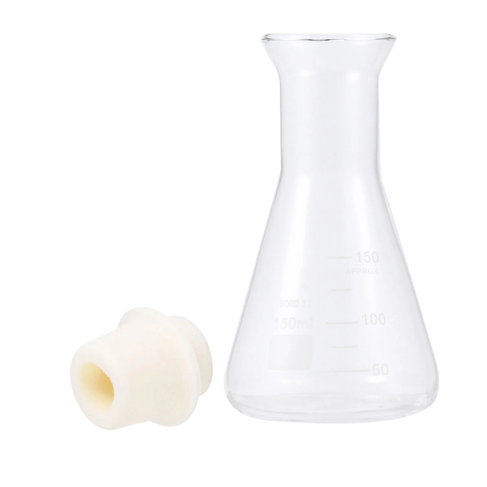 

1Pcs Glass Flask Conical Cork Eco-Friendly Odorless Chemistry Students School Experiment Laboratory Wide Mouth 150ml Lab