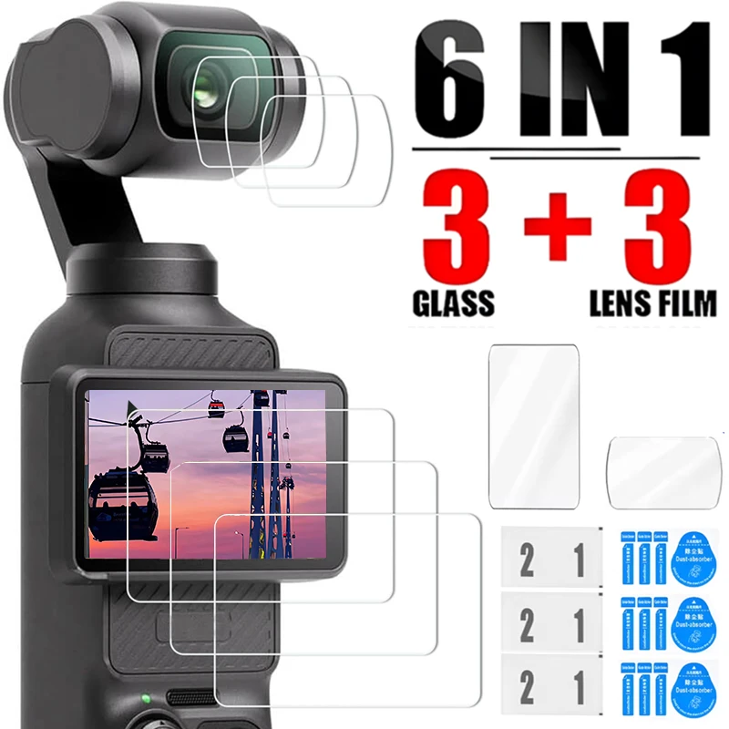 3-1Set 9H HD Tempered Glass for DJI OSMO Pocket 3 Screen Protector Glass Film Clear Anti-Scrach Camera Lens Film for DIJ Pocket2