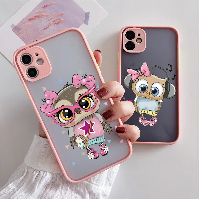 Cute Owl Phone Case For iPhone 15 11 Pro Max X XS XR 12 13 Pro Max Mini Back Cover For iPhone 14 7 8 Plus SE2 Shockproof Fundas