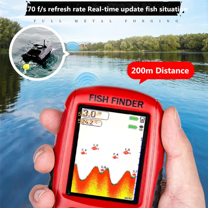 Smart Portable 50M di profondità Sonar Fish finder 200M Wireless subacqueo visibile sensore Sonar ad alta definizione rilevatore di pesce da pesca