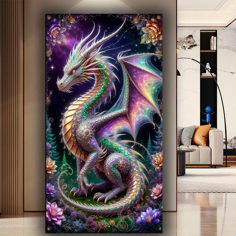  Mysterious Dragon Diy diamond painting Full Round diamond art Mosaic- Stunning panther & woman Jewelry cross stitch home decor