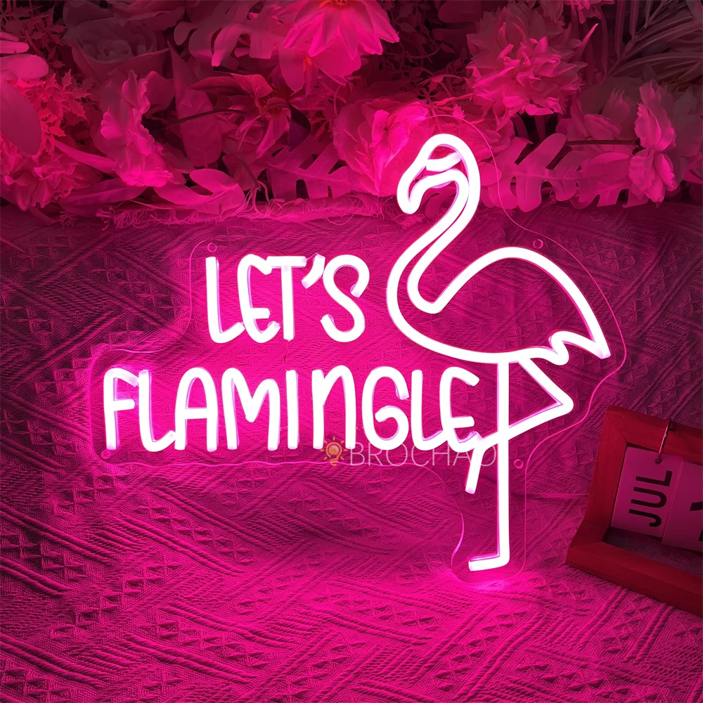 

Let's Flamingle Led Neon Sign Wall Game Room Party Decor LED Neon Lights Sign for Bar Club Pub Decor Night Light Signs USB