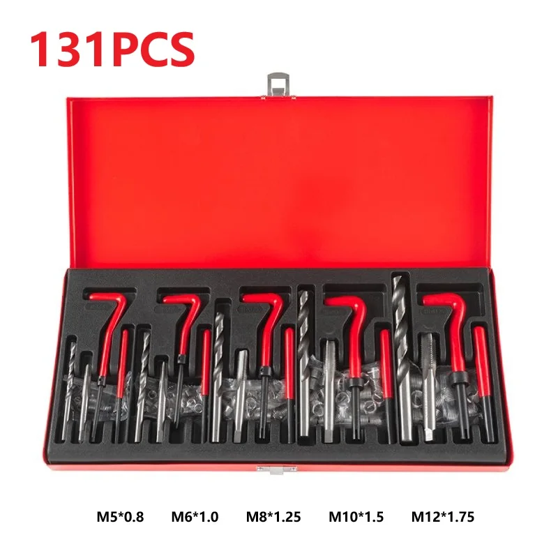 131pcs HSS Drill Bit Thread Repair Kit M5 M6 M8 M10 M12 Screw Thread Inserts For Restoring Damaged Threads Repair Tools