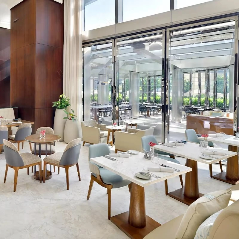 

Light luxury custom commercial table and chair set modern style cafe hotel restaurant project furniture