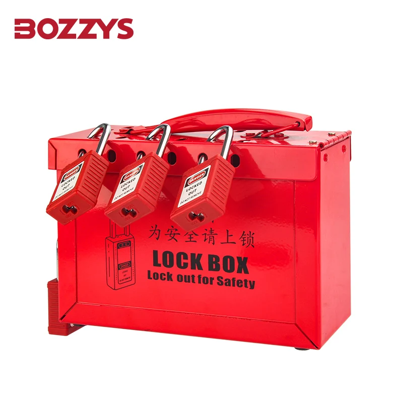 Bozzys Draagbare Veiligheidsgroep Lockout Box Met Geplastificeerde Stalen Plaat Voor Multi-Person Beheer Van Industriële Apparatuur