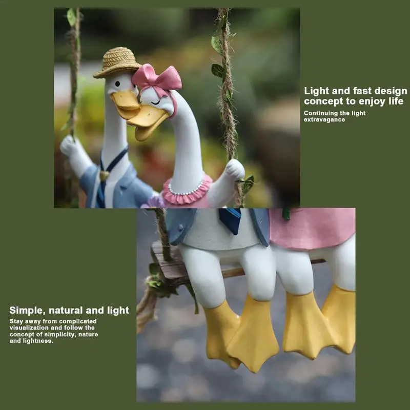 

Garden Ducks Decorations Resin Couple Duck Figurine For Garden Balcony Outdoor Romantic Swinging Duck Ornaments Great Gift