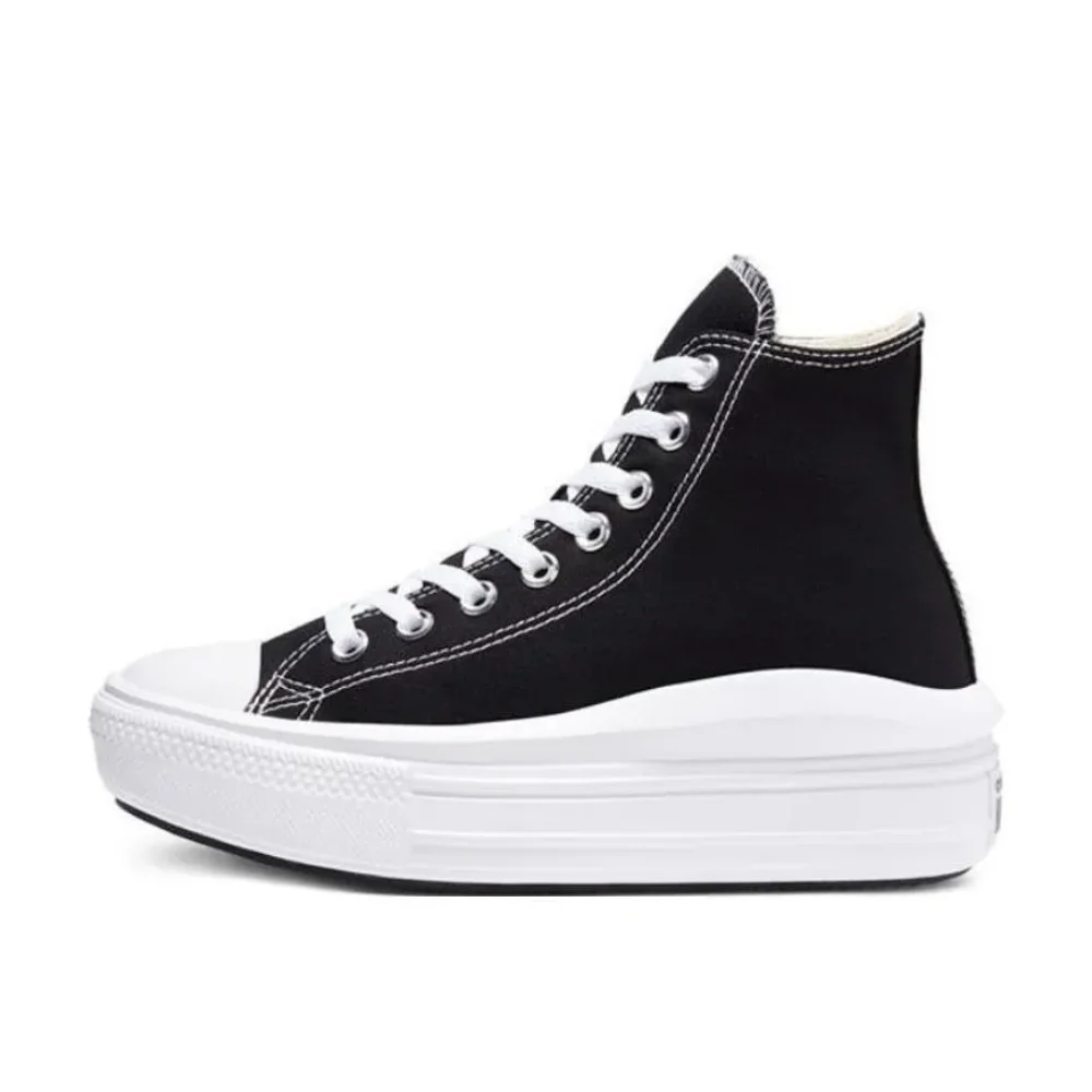 Converse All Star Move High Cloud Thick Sole Anti-slip Wear-resistant High Top Canvas Shoes Women's Black and White