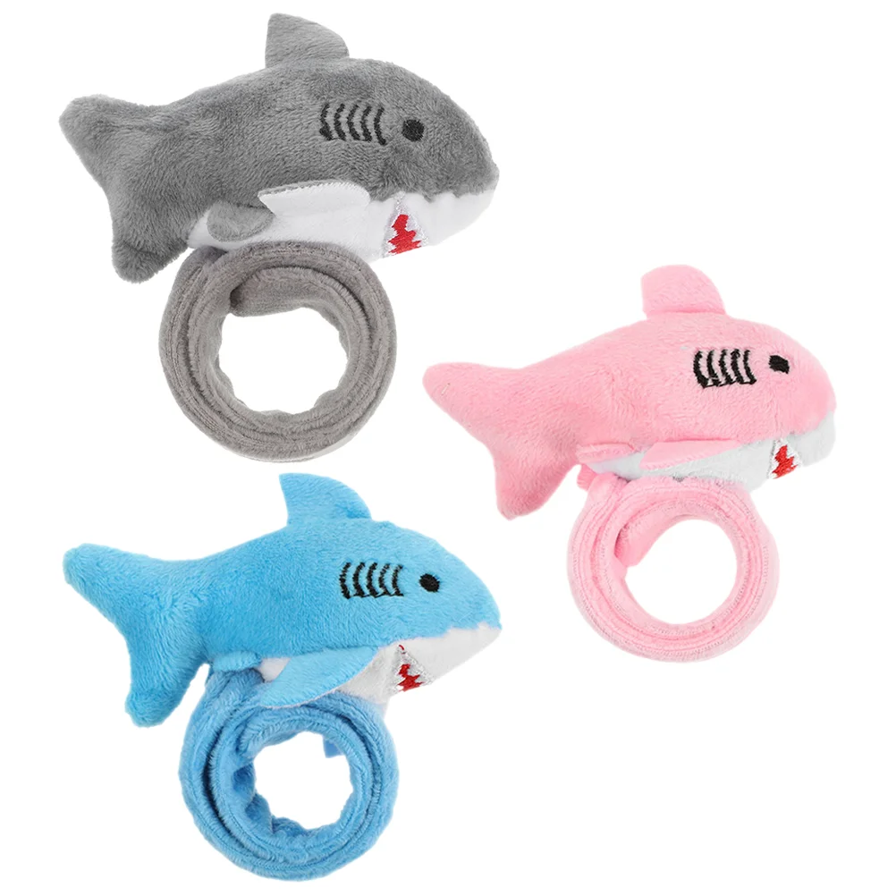 3 Pcs Plush Ring Shark Slap Bracelets Stuffed Animal Rings Louse Bands for Kids Animals Gift Toy