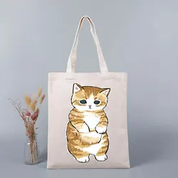 2022 Summer Kawaii Cat Anime Print Tote Shopping Bag Foldable Women Cute Printed Shoulder Bag Shopping Designer Handbags Shopper