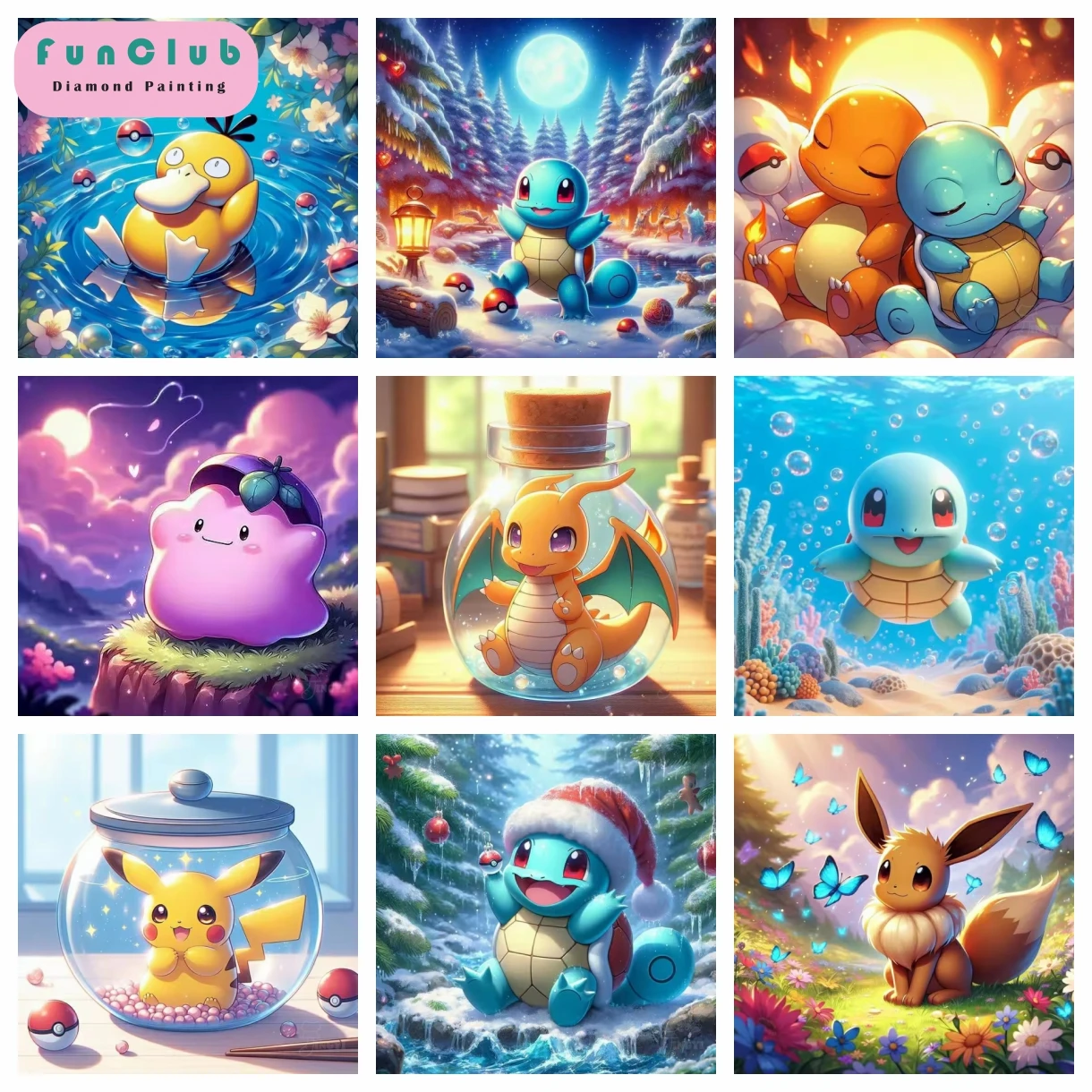 Pokemon Kawaii süße Anime Squirtle Diamant Malerei Kreuzstich Mosaik Stickerei Kits Haus Dekor 5D DIY Kunst Kinder Hobby Geschenke